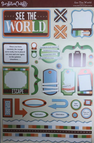 Storytellers SEE THE WORLD KIT 12"X12" Scrapbook Paper & DieCuts 5pc Scrapbooksrus