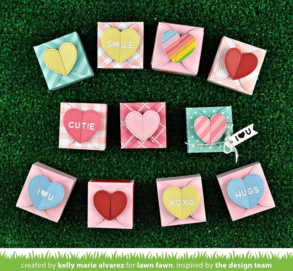 Lawn Fawn HEART TREAT BOX Custom Craft Dies 9 pc. Scrapbooksrus