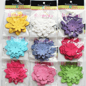 Eyelet Outlet &amp; Brads Paper FLOWERS 40 pc - Scrapbook Kyandyland