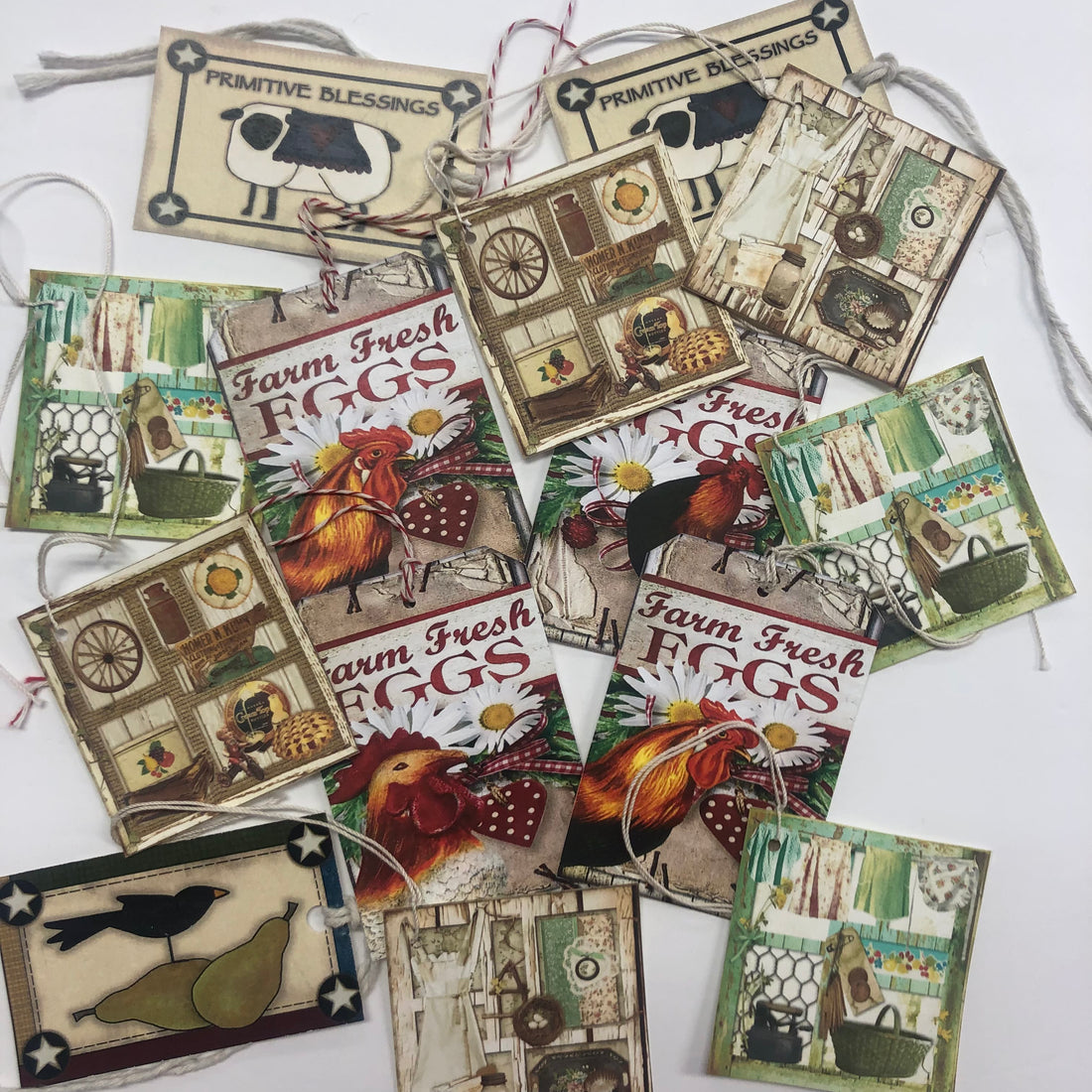 Tags &amp; Ephemera 14pc COUNTRY CHIC Farm Laundry