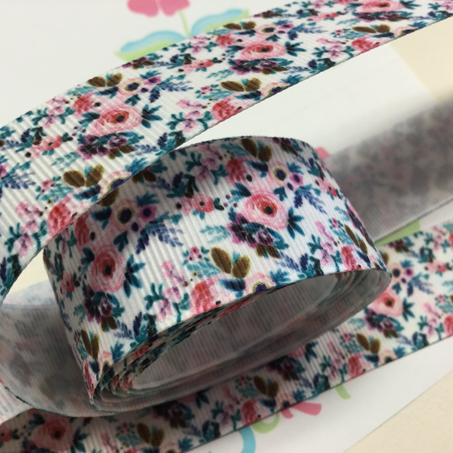 Francesca Floral Grosgrain Ribbon 1 yard Scrapbooksrus Scrapbook Store