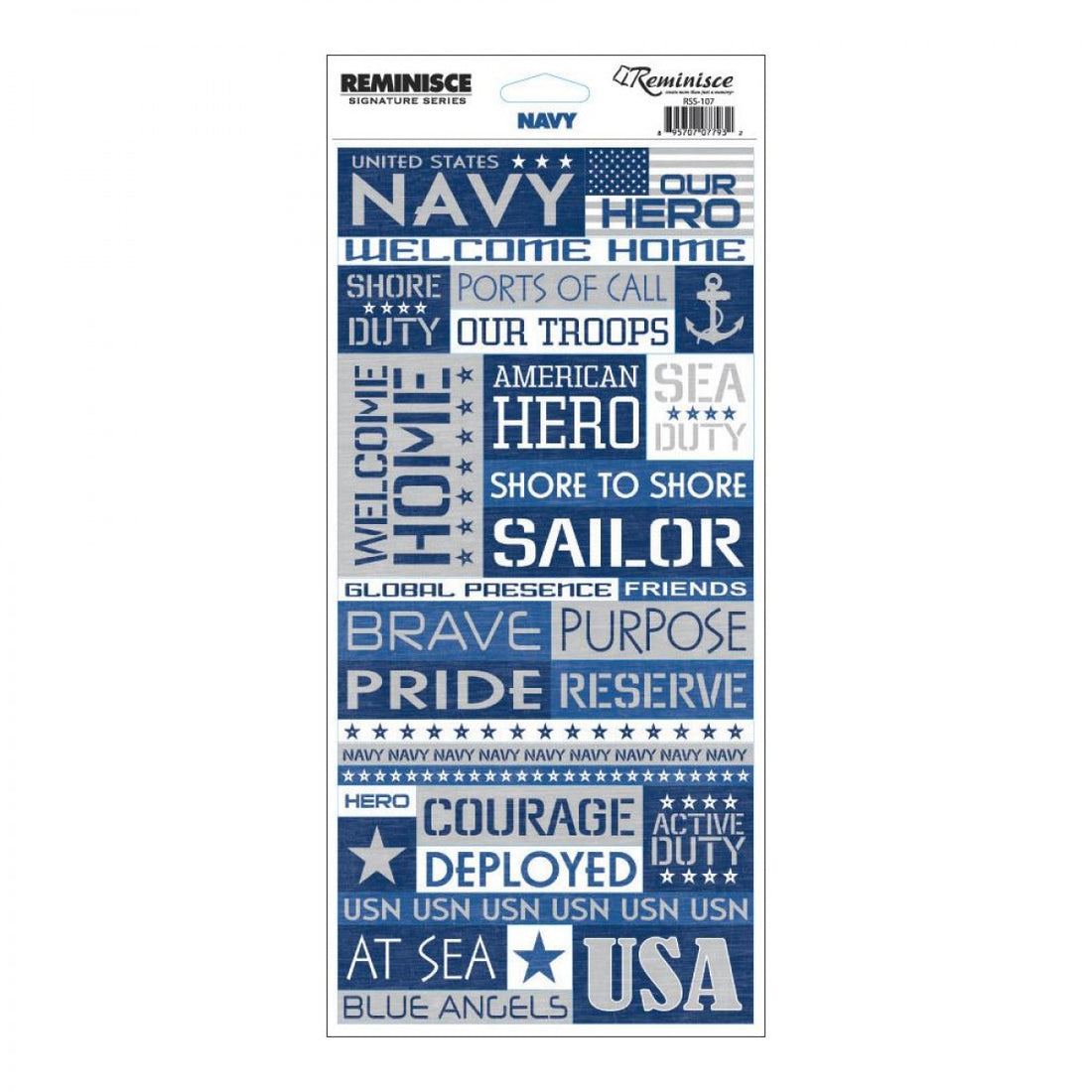 Military Reminisce NAVY Signature Series Stickers - Scrapbook Kyandyland