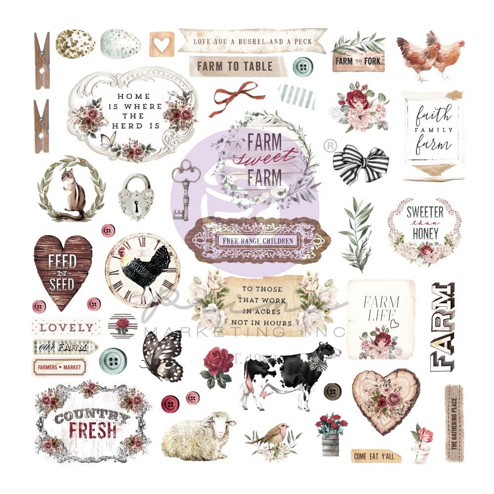 Prima Farm Sweet Farm EPHEMERA &amp; STICKERS 72pc