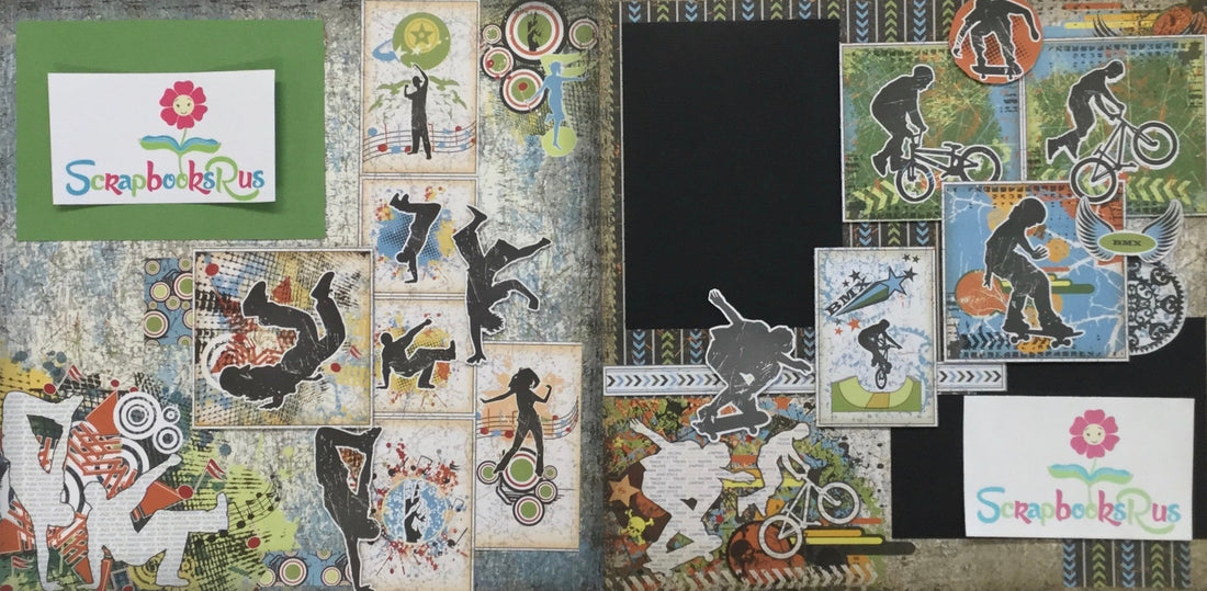 Feature Art TEENAGERS Skateboarding & BMX Bikes Kit Scrapbook Page Idea Scrapbooksrus