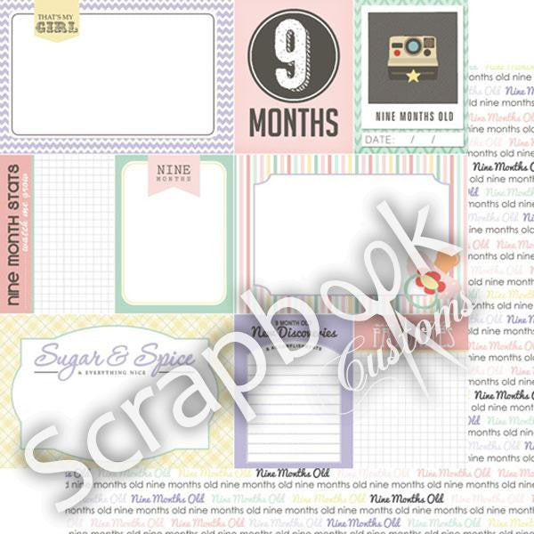 BABY GIRL MONTHS 12&quot;X12&quot; Scrapbook Customs Paper - Scrapbook Kyandyland