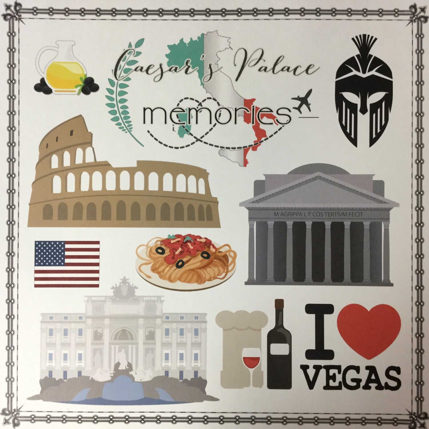 CAESARS PALACE MEMORIES Cut Outs 12x12 Scrapbook Paper Scrapbooksrus