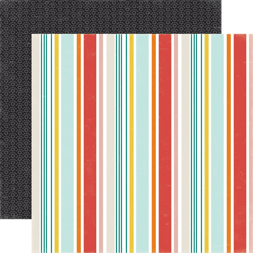 Echo Park Meow KITTY STRIPE 12x12 Scrapbook Paper