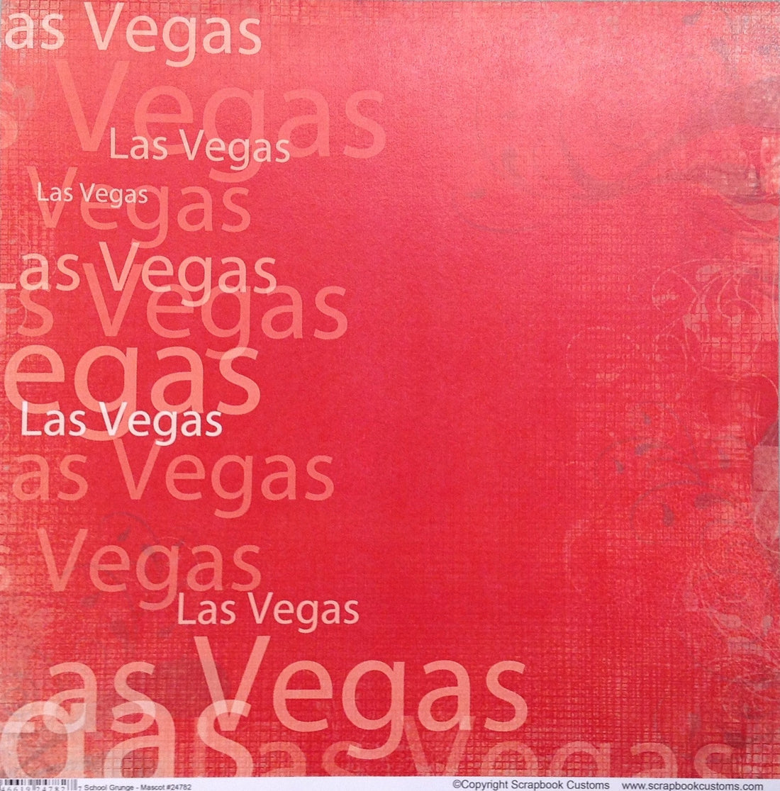 LAS VEGAS School Grunge Red 12&quot;X12&quot; Custom Travel Cardstock Sheet LV - Scrapbook Kyandyland