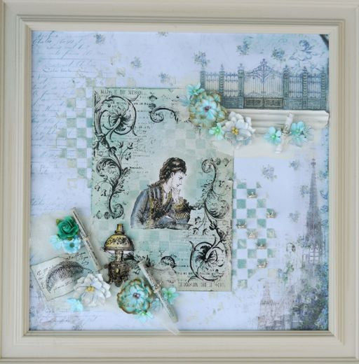 LaBlanche THOUGHTFUL LADY Vintage Mounted Stamp