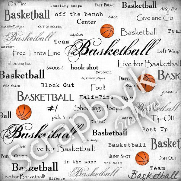 BASKETBALL Scrapbook Customs LIVE FOR 12X12 Sports Paper Sheet - Scrapbook Kyandyland