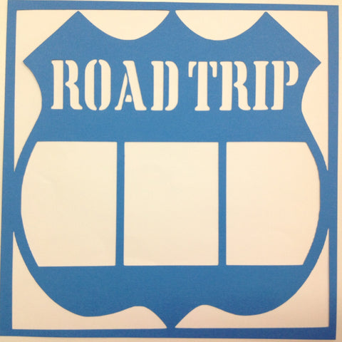 Page Frame ROAD TRIP BLUE Travel 12"x12" Scrapbook Overlays