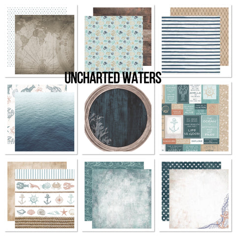 Kaisercraft UNCHARTED WATERS KIT  12"X12" Scrapbook Papers