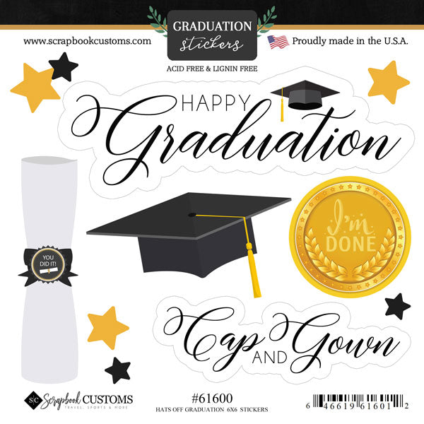 HATS OFF GRADUATION 12X12 Scrapbook School Kit 37pc