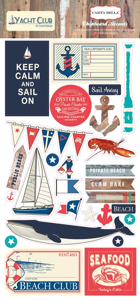 Carta Bella YACHT CLUB Adhesive Chipboard