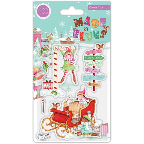 Craft Consortium Made By Elves SLEIGH Clear Stamps 6pc