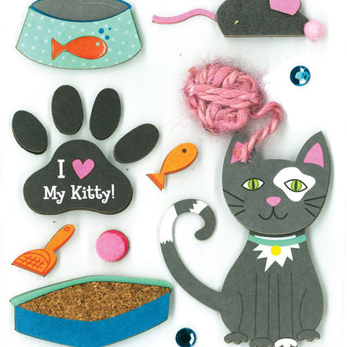 K&amp;Company KITTY LOVE 3D Stickers 11pc - Scrapbook Kyandyland