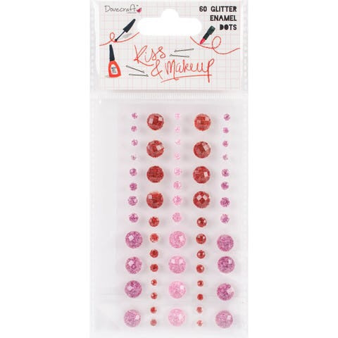 Dovecraft KISS &amp; MAKEUP Glitter Enamel Dots 60 pc Scrapbooksrus