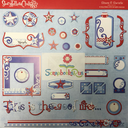 Storytellers Stars &amp; Swirls 4th July Diecut Sheet @scrapbooksrus