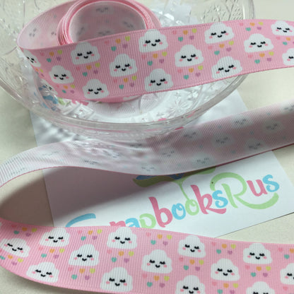 Cloud Cuties Pink Grosgrain Ribbon 1 yard Scrapbooksrus Scrapbook Store