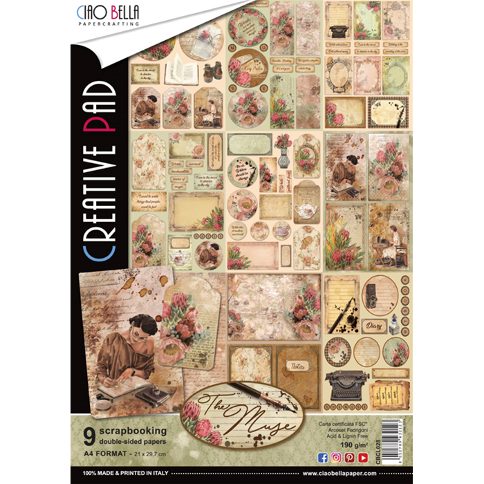 Ciao Bella THE MUSE A4 Paper Pad 9 sheets Scrapbooksrus