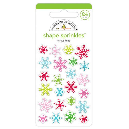 Doodlebug FESTIVE FLURRY Shape Sprinkles Stickers 24pc Scrapbooksrus