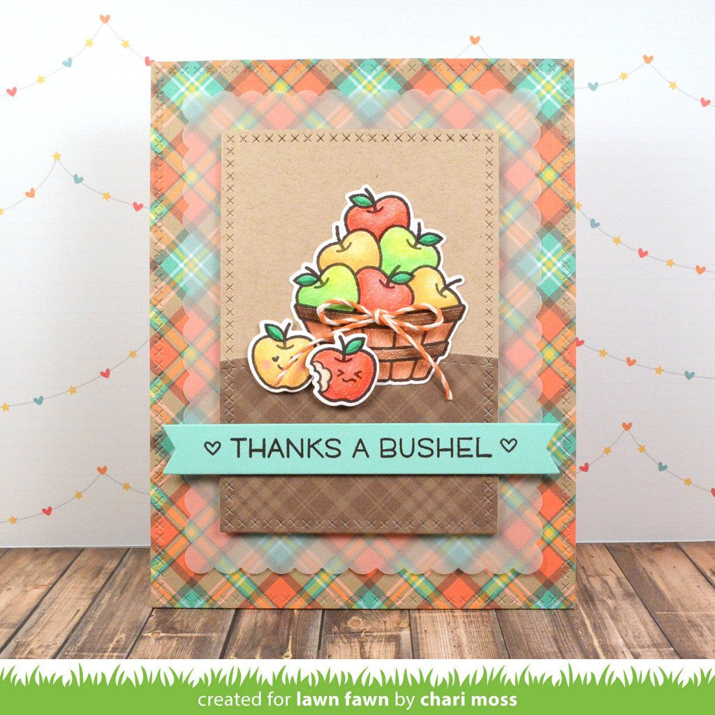 Lawn Fawn THANKS A BUSHEL Teacher Apple Clear Stamps 4"X3"