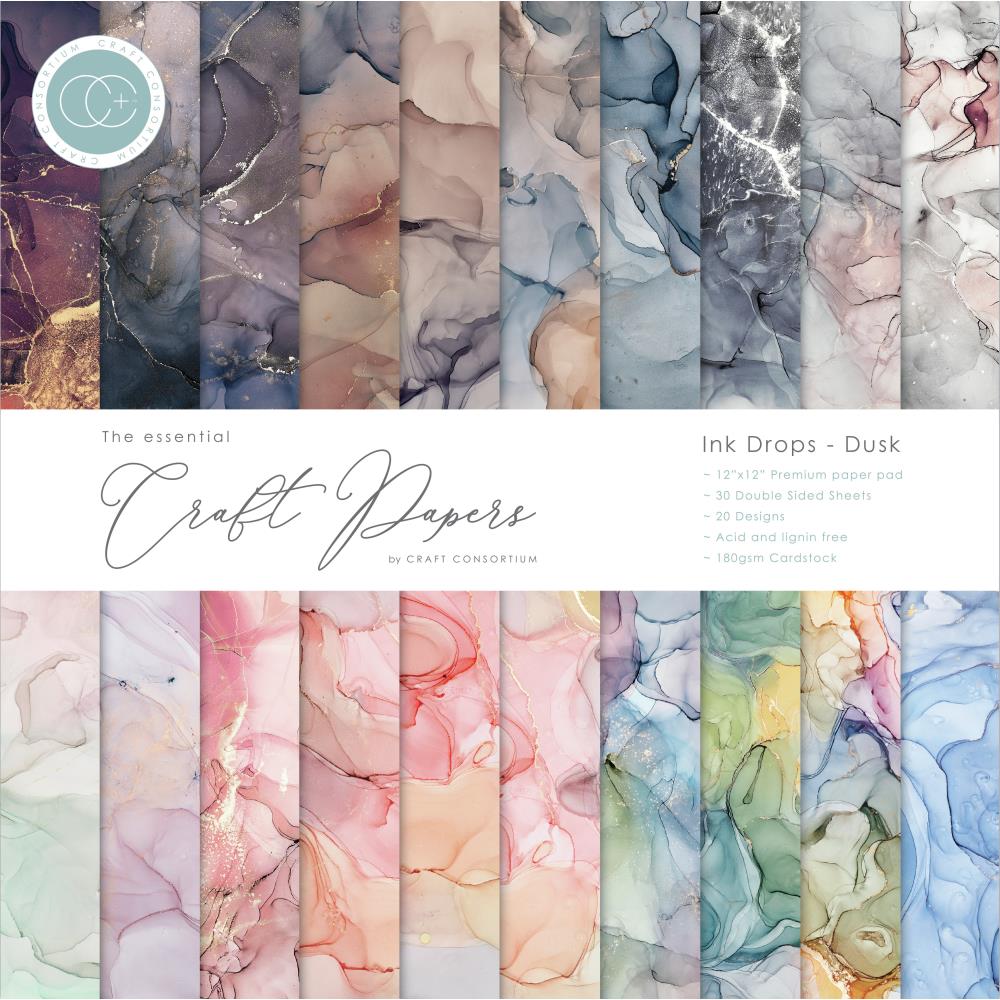 Craft Consortium Ink Drops DUSK 12”X12” Premium Paper Pad