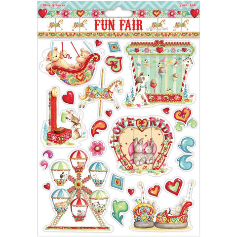 Helz Fun Fair LOVE RIDE Glitter Stickers A4 - Scrapbook Kyandyland