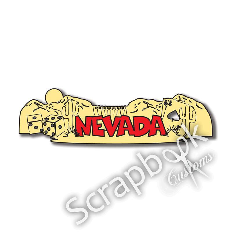 NEVADA Word &amp; Background Title Travel Laser Cuts 3&quot;X 9&quot; 1pc - Scrapbook Kyandyland