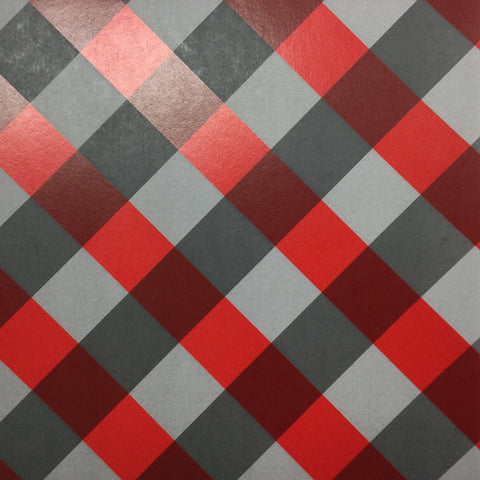BIG PLAID Red Grey 12X12 Scrapbook Paper