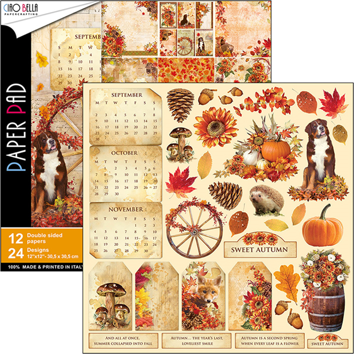 Ciao Bella THE SOUND OF AUTUMN Paper Pad 12 Sheets Scrapbooksrus