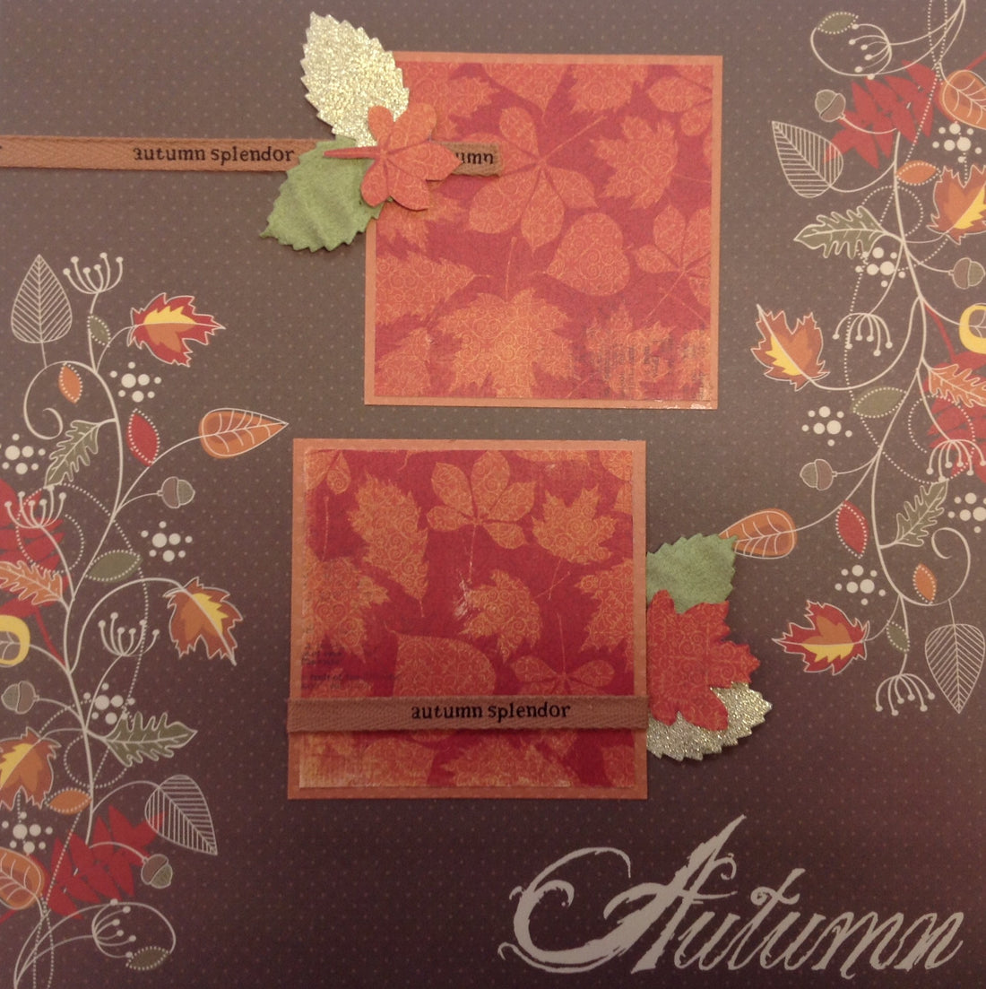 Premade Scrapbook Page (1) 12"x12" AUTUMN SPLENDOR
