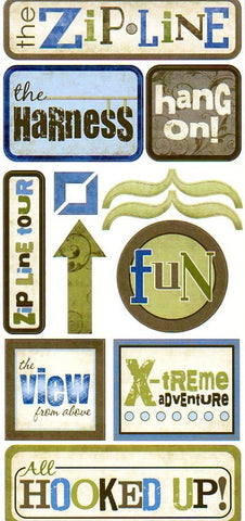 ZIP LINE Outdoor Fun Element Stickers Scrapbook Customs 13pc