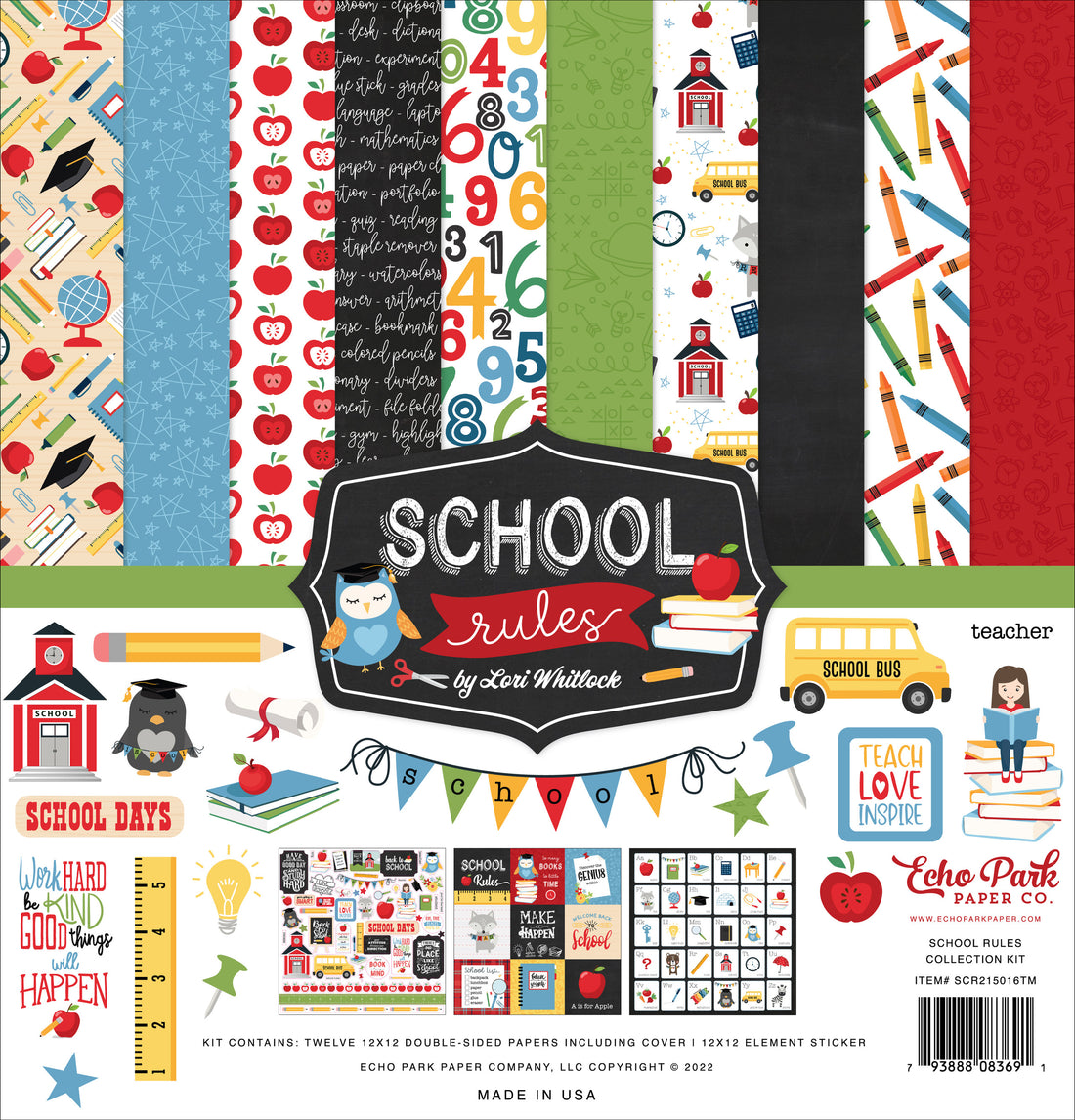 Echo Park SCHOOL RULES 12&quot;X12&quot; Scrapbook Collection Kit