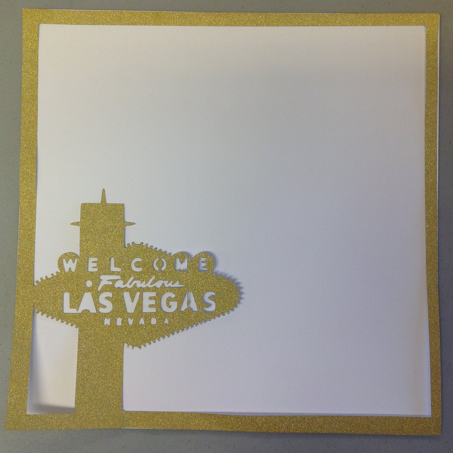 Page Frame WELCOME LAS VEGAS Gold Foil 12&quot;x12&quot; Scrapbook Overlay