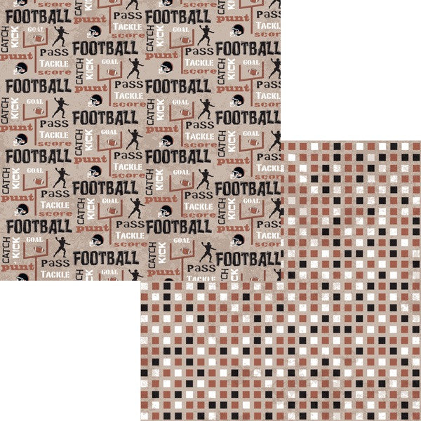 Moxxie Grid Iron EXTRA POINT Football 12&quot;x12&quot; Scrapbook Paper Scrapbooksrus