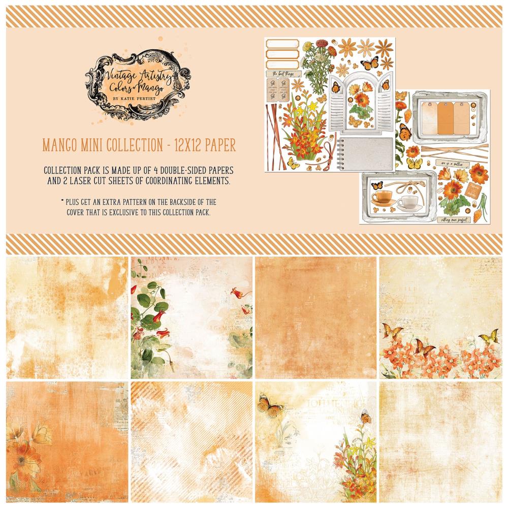 49 and Market Vintage Artistry MANGO MINI Scrapbook Collection 12&quot;X12&quot; Paper