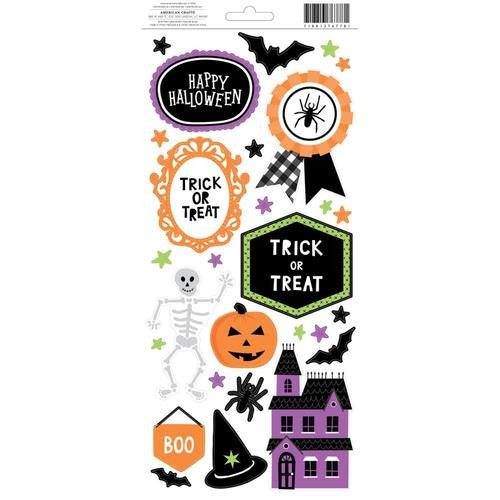 American Crafts Halloween ACCENT &amp; PHRASE Stickers 73pc - Scrapbook Kyandyland