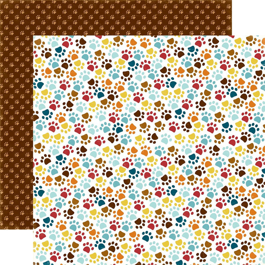 Echo Park Bark PAW PRINT Scrapbook Paper