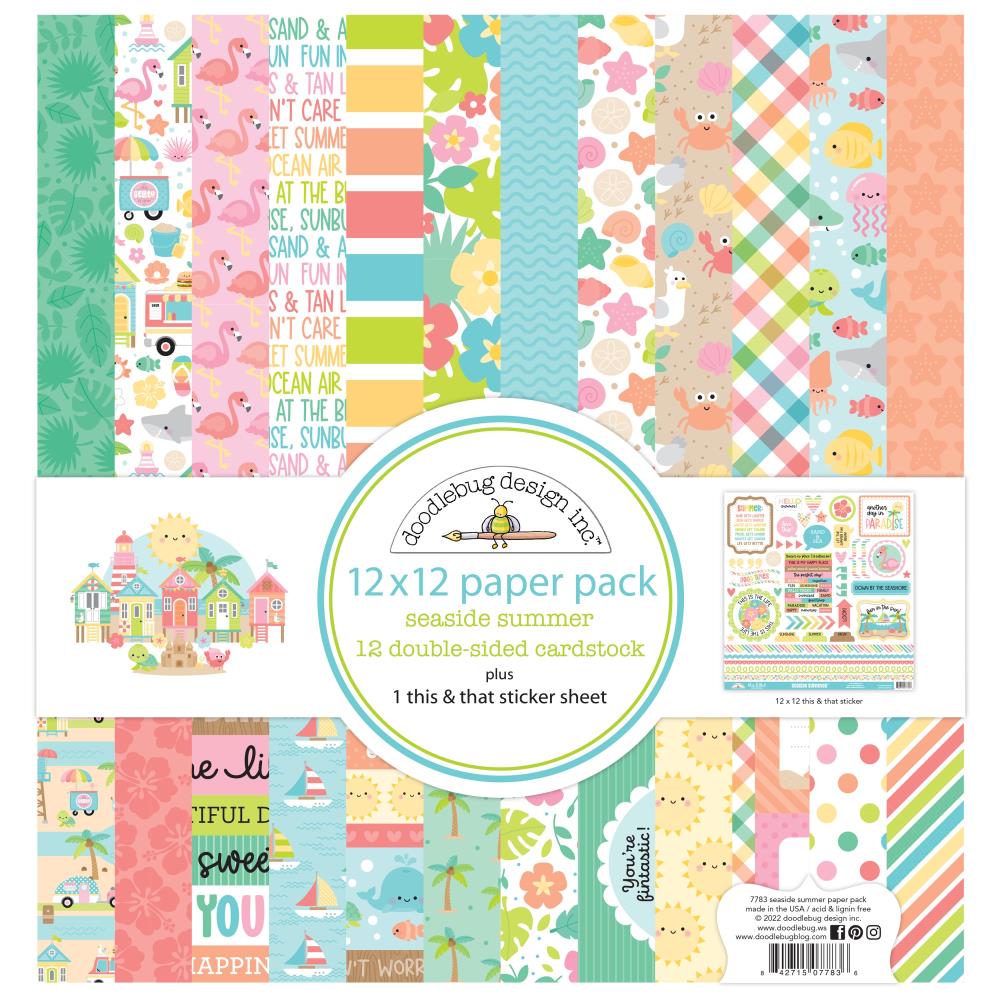 Doodlebug SEASIDE SUMMER Paper Pack 12&quot;X12&quot; 13pc