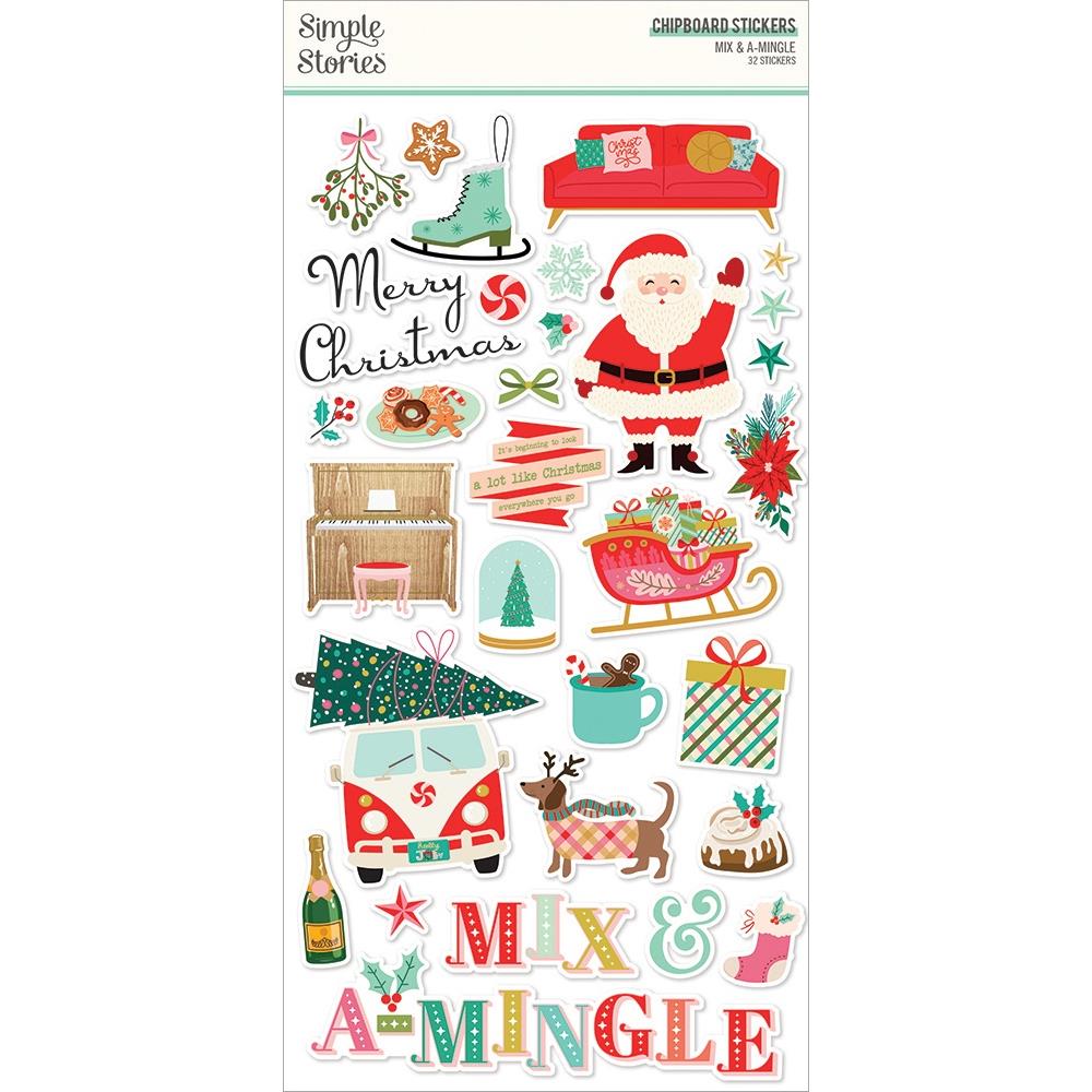 Simple Stories MIX &amp; A-MINGLE Chipboard Stickers 32pc