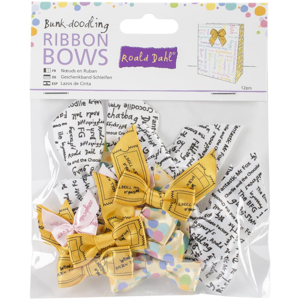 Docrafts BUNK DOODLING Roald Dahl Bows 12pc - Scrapbook Kyandyland