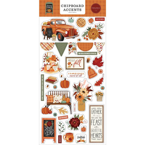 Carta Bella WELCOME FALL Adhesive Chipboard Accents 42pc