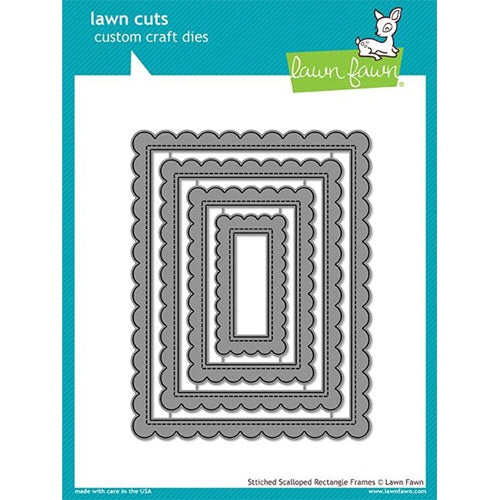 Lawn Fawn Cuts Stitched Scallop RECTANGLE FRAME Custom Craft Die 1pc