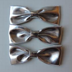 Maya Road SHINE BOWS 2.5&quot;X.8&quot; Disco Silver 3pc - Scrapbook Kyandyland