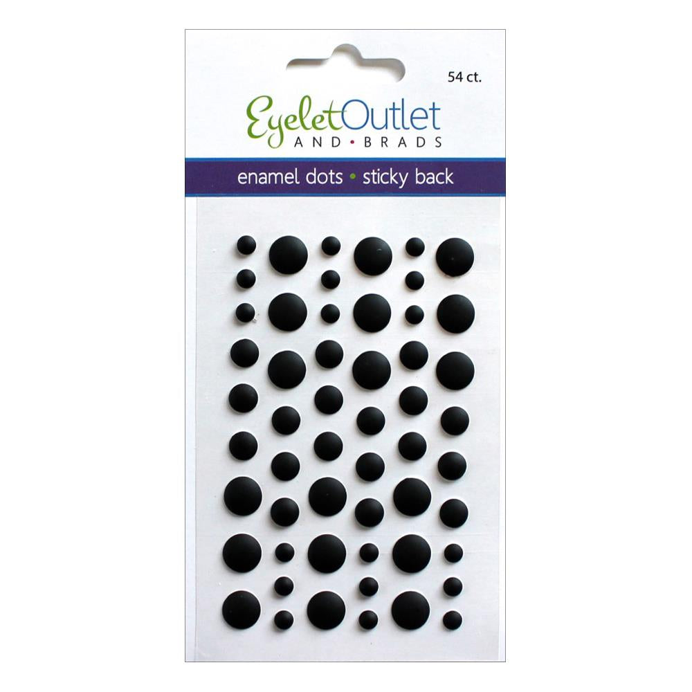 EyeLet Outlet ENAMEL DOTS MATTE BLACK Sticky Back 54pc