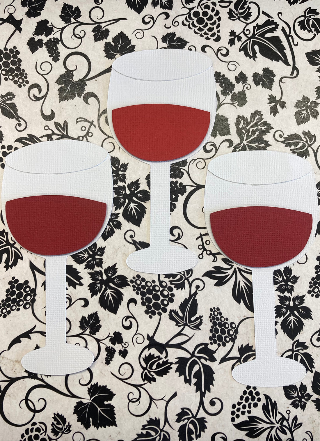 WHITE RED WINE 3D Die Cut Embellishments