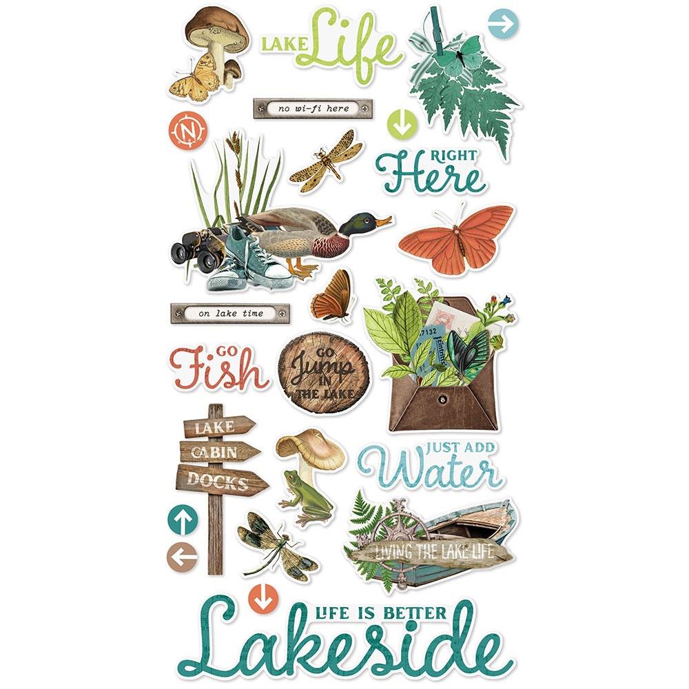 Simple Stories Simple Vintage Lakeside CHIPBOARD STICKERS 25pc Scrapbooksrus