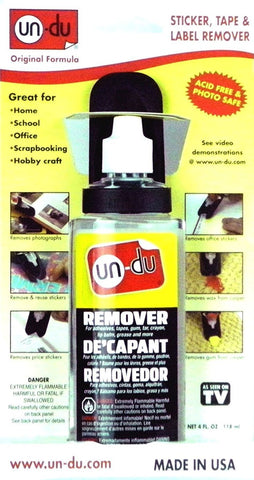 UN-DU Original Formula Sticker Tape Label Remover 4fl oz. Undu