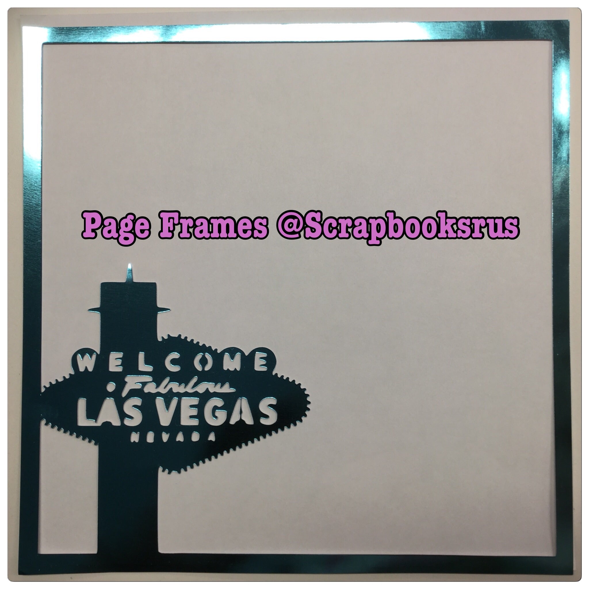 Page Frame WELCOME LAS VEGAS Blue Foil 12&quot;x12&quot; Scrapbook Overlay LV